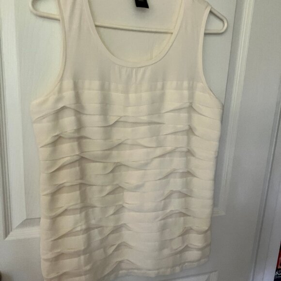 Ann Taylor Jackets & Blazers - Ann Taylor White Women's Blouse/Top/Vest White Cotton Size PL